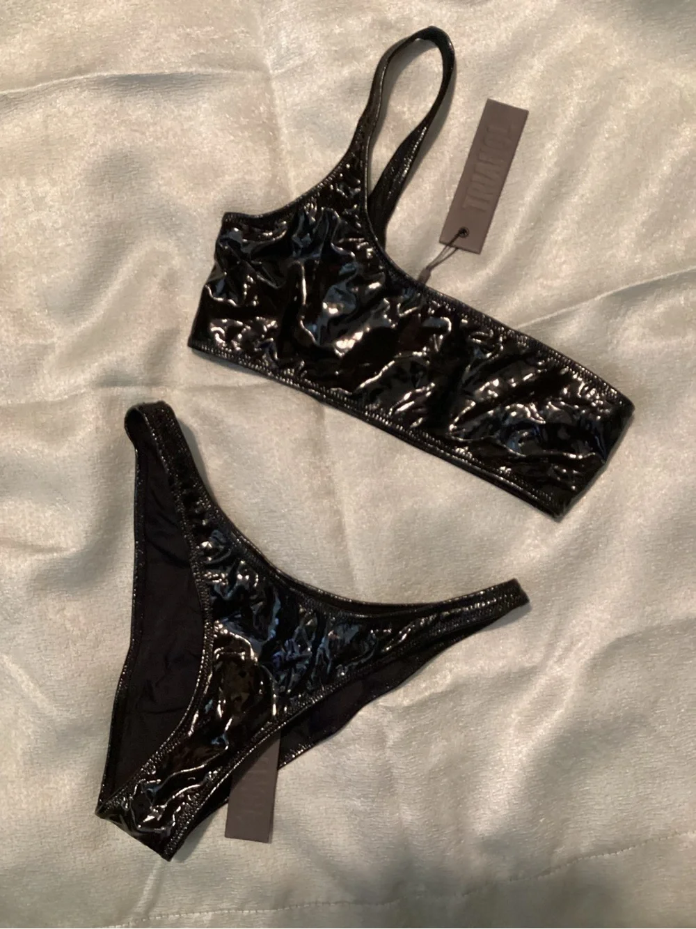 triangl swimwear Black Shiny One-Shoulder Bikini